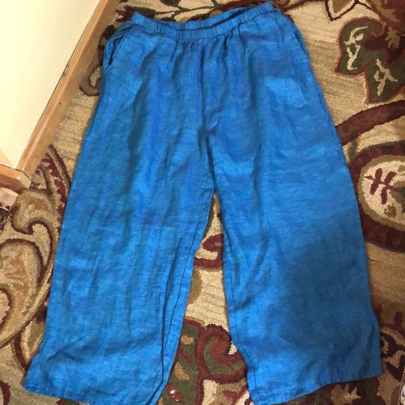 FLAX size Large Ladies LINEM Blue Pull-On Pant NEW - Picture 1 of 12